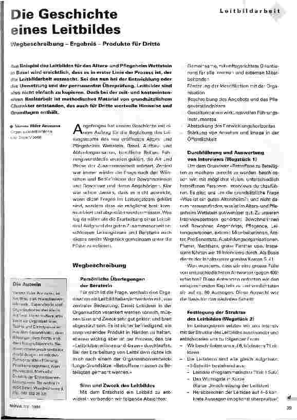 Vorschauseite 1: Die Geschichte eines Leitbildes Wegbeschreibung - Ergebnis - Produkte für Dritte