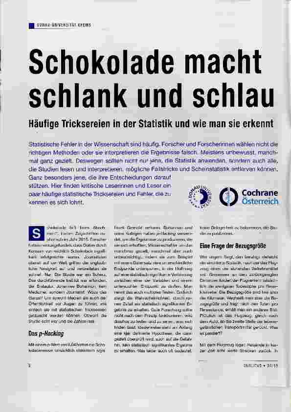 Vorschauseite 1: Schokolade macht schlank und schlau