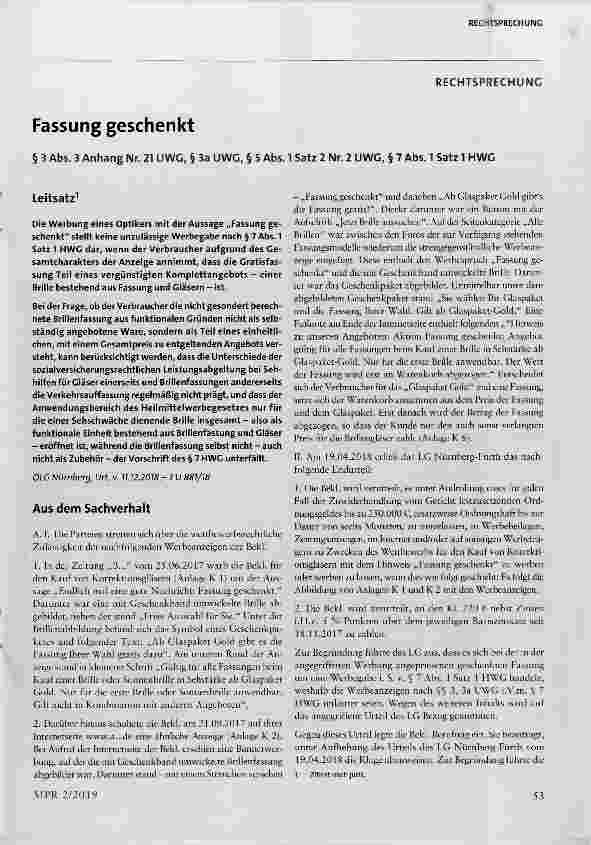 Vorschauseite 1: Fassung geschenkt
