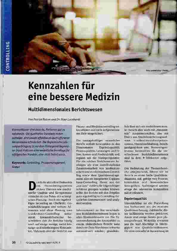 Vorschauseite 1: Kennzahlen für eine bessere Medizin