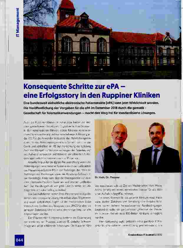 Vorschauseite 1: Konsequente Schritte zur ePA eine Erfolgsstory in den Ruppiner Kliniken