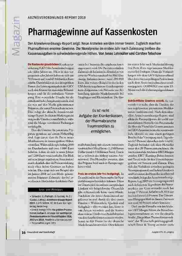 Vorschauseite 1: Pharmagewinne auf Kassenkosten