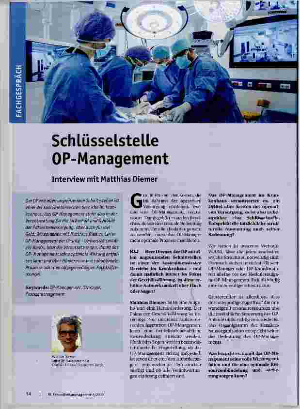 Vorschauseite 1: Schlüsselstelle OP-Management