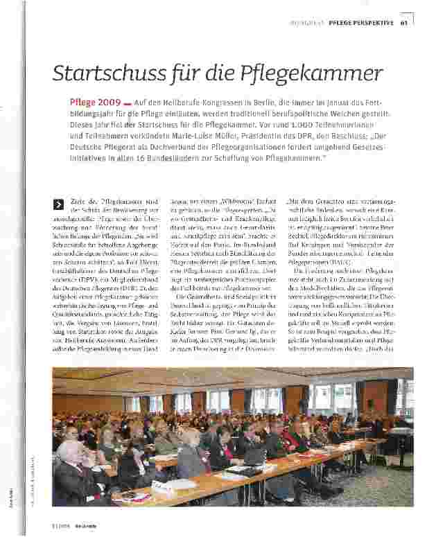 Vorschauseite 1: Startschuss für die Pflegekammer