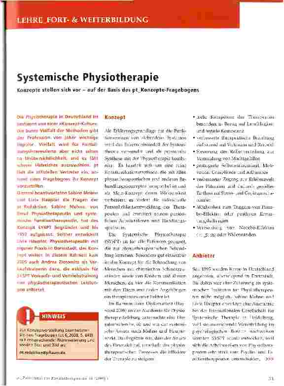 Vorschauseite 1: Systemische Physiotherapie