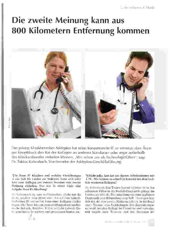 Vorschauseite 1: Die zweite Meinung kann aus 800 Kilometern Entfernung kommen