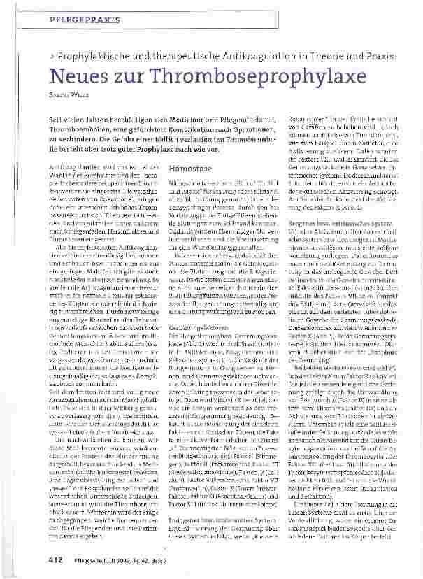 Vorschauseite 1: Neues zur Thromboseprophylaxe