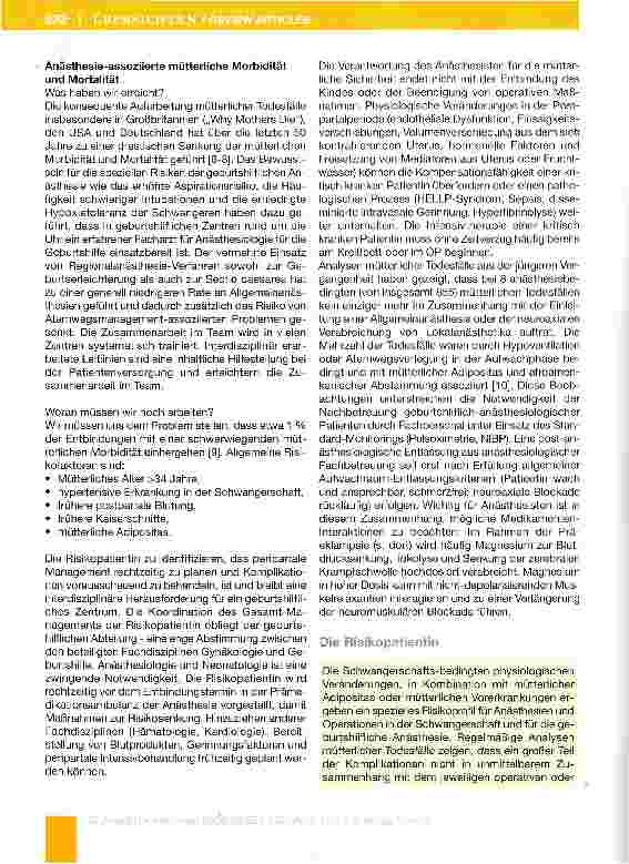 Vorschauseite 3: Was ist neu in der geburtshilflichen Anästhesie?