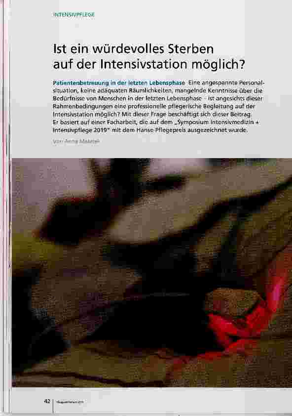Vorschauseite 1: Ist ein würdevolles Sterben auf der Intensivstation möglich?