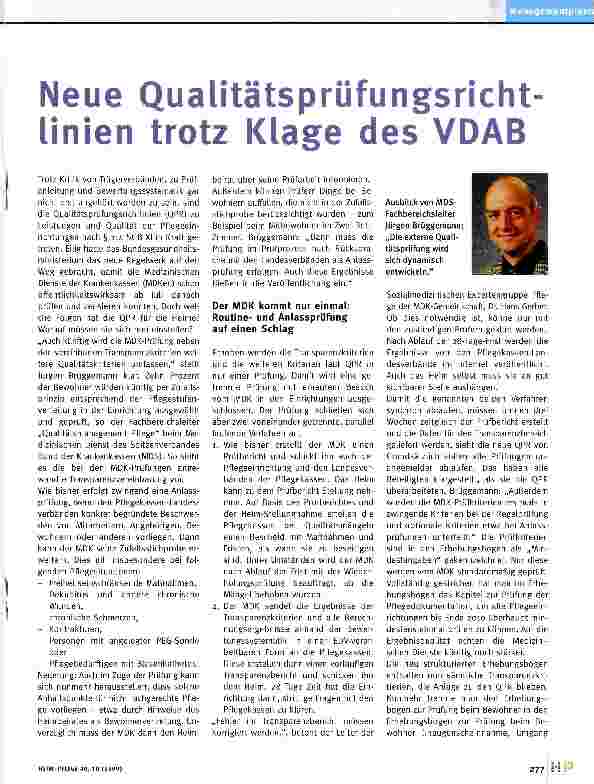 Vorschauseite 1: Neue Qualitätsprüfungsrichtlinien trotz Klage des VDAB