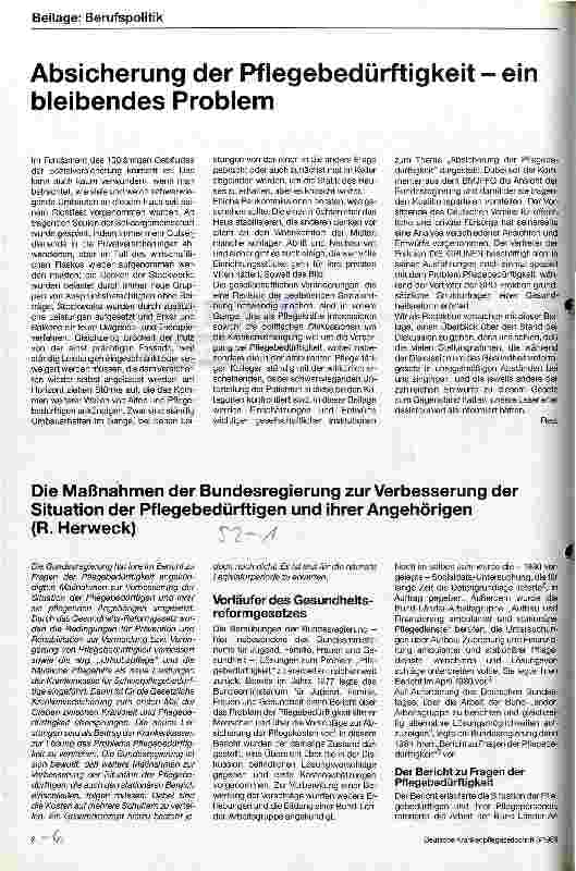 Vorschauseite 1: Die Maßnahmen der Bundesregierung zur Verbesserung der Situation der Pflegebedürftigen und ihrer Angehörigen