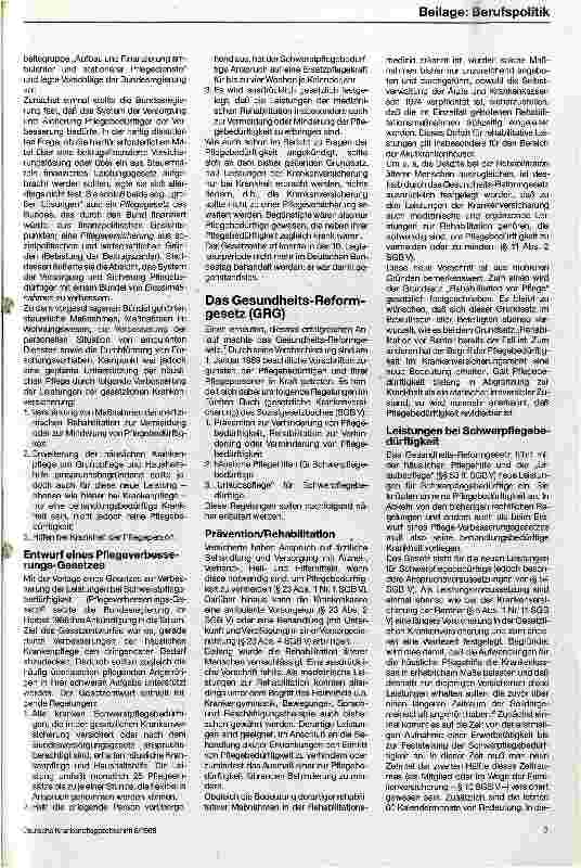 Vorschauseite 2: Die Maßnahmen der Bundesregierung zur Verbesserung der Situation der Pflegebedürftigen und ihrer Angehörigen