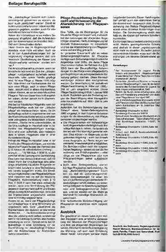 Vorschauseite 5: Die Maßnahmen der Bundesregierung zur Verbesserung der Situation der Pflegebedürftigen und ihrer Angehörigen