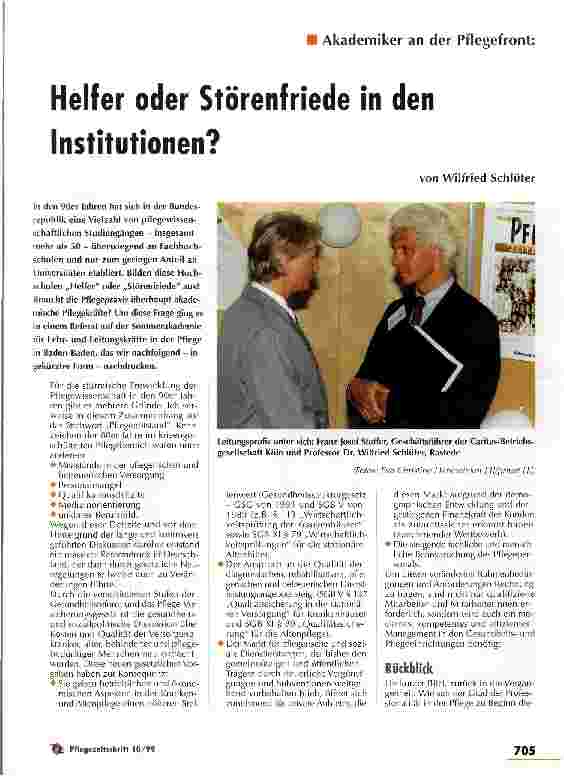 Vorschauseite 1: Helfer oder Störenfriede in den Institutionen? Akademiker an der Pflegefront