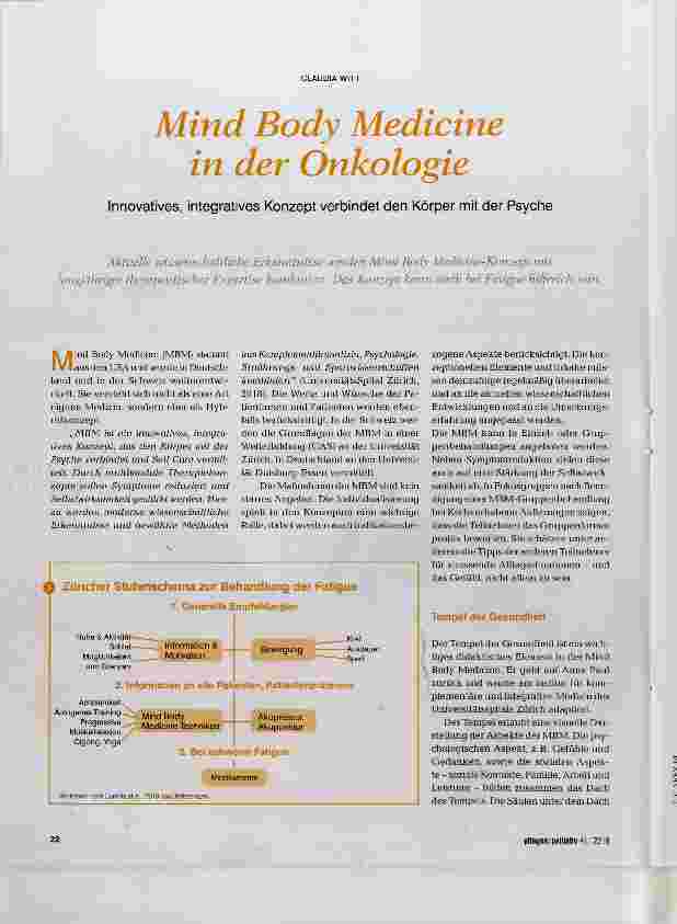 Vorschauseite 1: Mind Body Medicine in der Onkologie