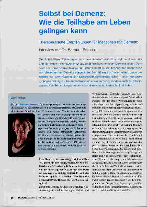 Vorschauseite 1: Selbst bei Demenz: Wie die Teilhabe am Leben gelingen kann