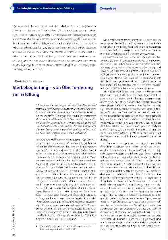 Vorschauseite 1: Sterbebegleitung - von Überforderung zur Erfüllung