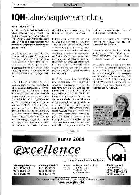 Vorschauseite 1: IQH-Jahreshauptversammlung