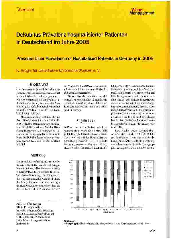 Vorschauseite 1: Dekubitus-Prävalenz hospitalisierter Patienten in Deutschland im Jahre 2005
