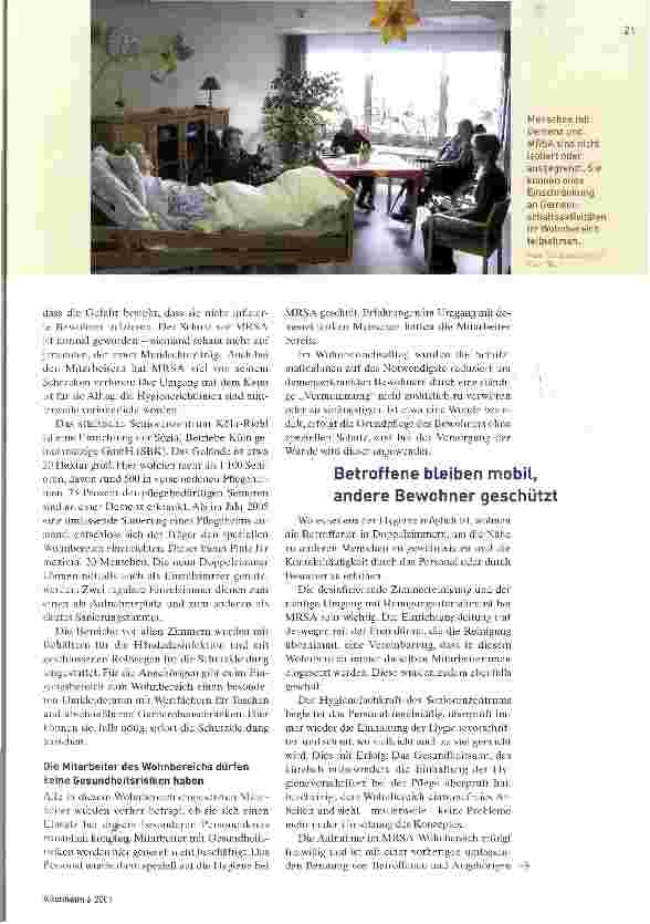 Vorschauseite 2: Seniorenzentrum Köln-RiehLImmer häufiger: Demenz und MRSA