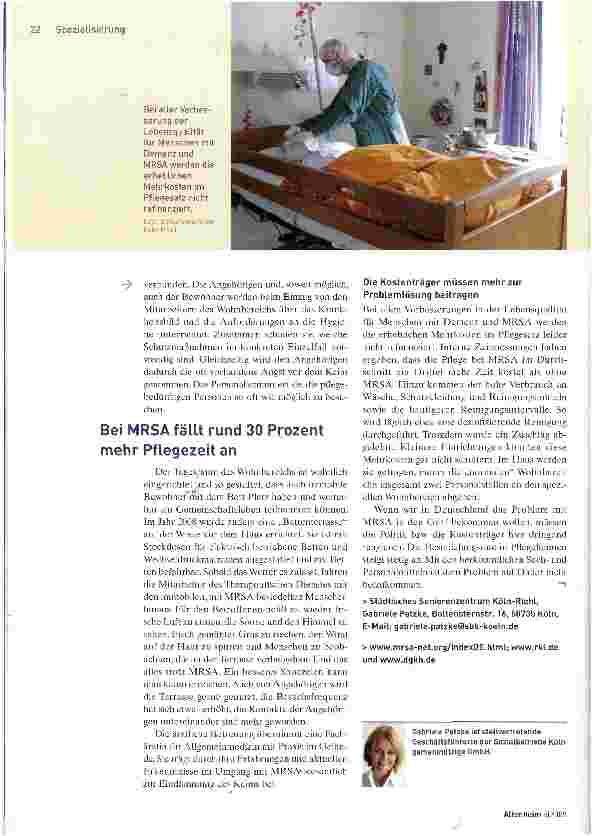 Vorschauseite 3: Seniorenzentrum Köln-RiehLImmer häufiger: Demenz und MRSA