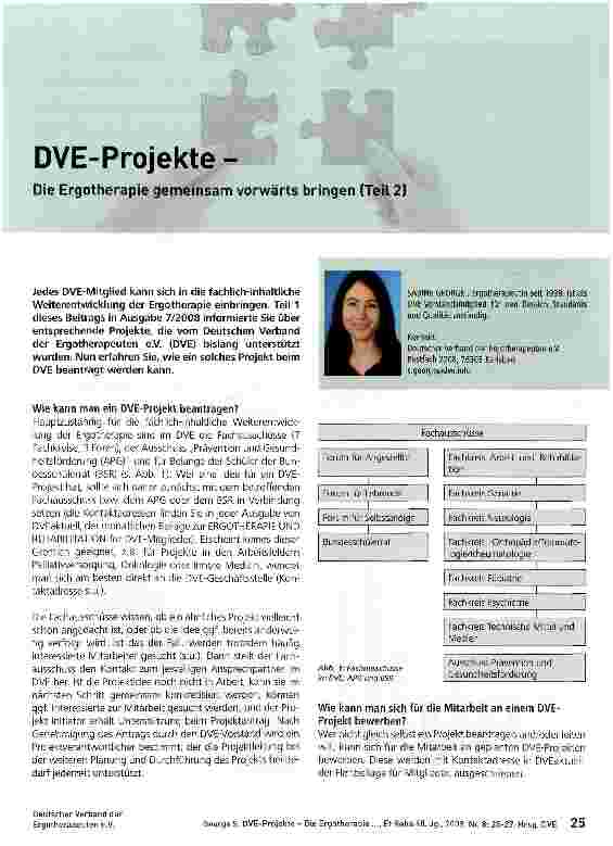 Vorschauseite 1: DVE-Projekte -Die Ergotherapie gemeinsam vorwärts bringen (Teil 2)