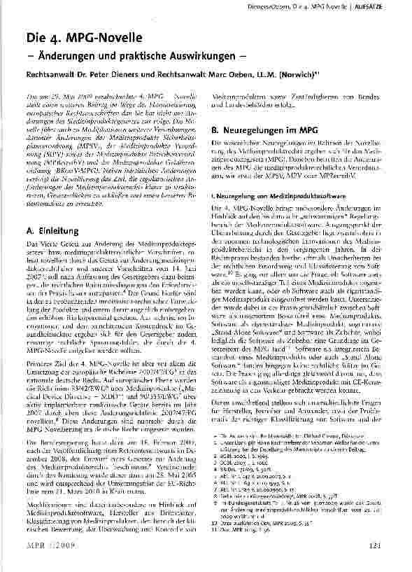 Vorschauseite 1: Die 4. MPG-Novelle— Änderungen und praktische Auswirkungen —
