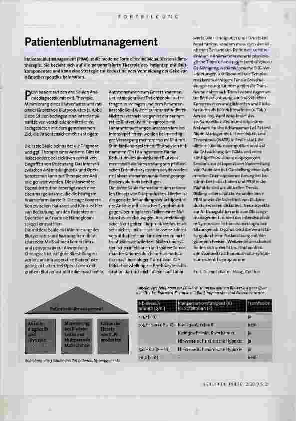 Vorschauseite 1: Patientenblutmanagement