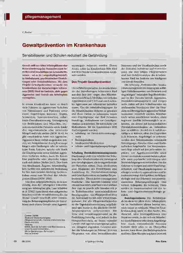 Vorschauseite 1: Gewaltprävention im Krankenhaus