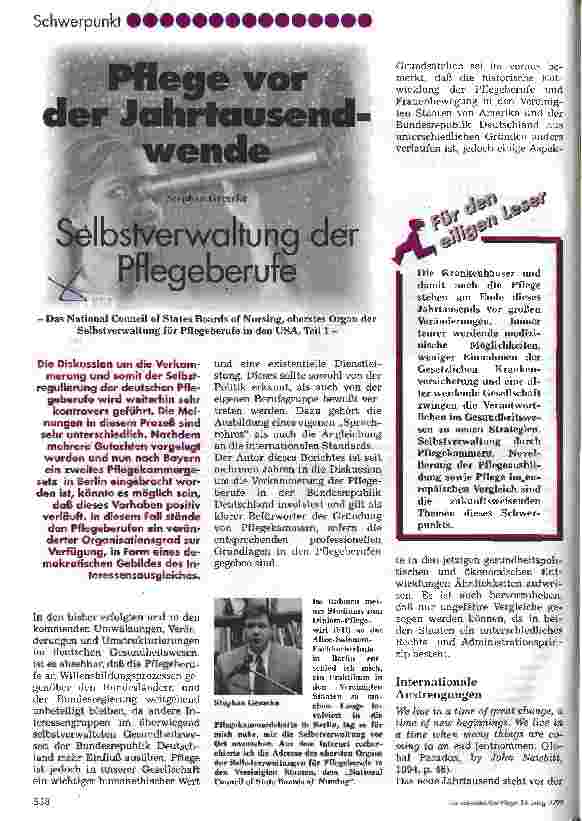 Vorschauseite 1: Pflege vor der Jahrtausendwende