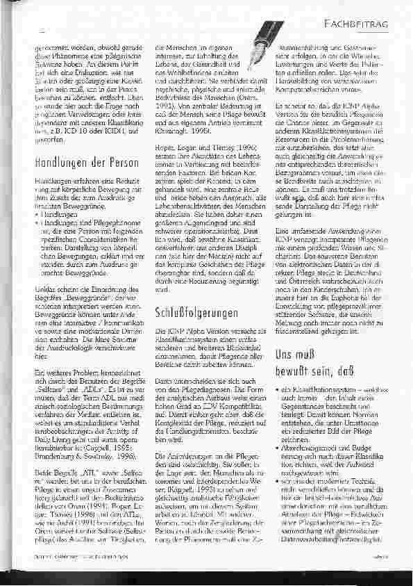 Vorschauseite 6: Pflegediagnosen & Internationale Klassifikationen für die Pflege Vortrag von Prof. Dr. Hanneke van Maanen am 2. ÖKV-Symposium (Okt. 98): Pflegediagnosen & ICNP