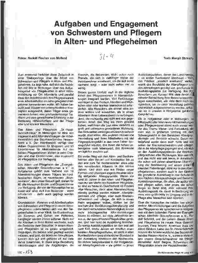 Vorschauseite 1: Aufgaben und Engagement von Schwestern und Pflegern in Altenund Pflegeheimen
