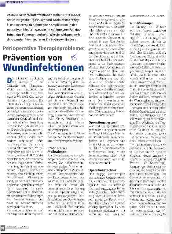 Vorschauseite 1: Prävention von Wundinfektionen Perioperative Therapieprobleme