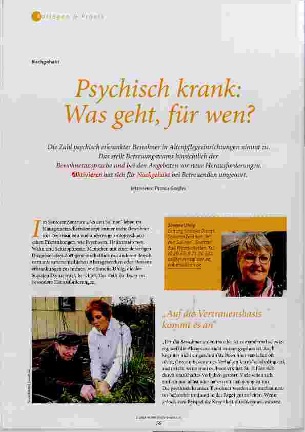 Vorschauseite 1: Psychisch krank: Was geht, für wen?