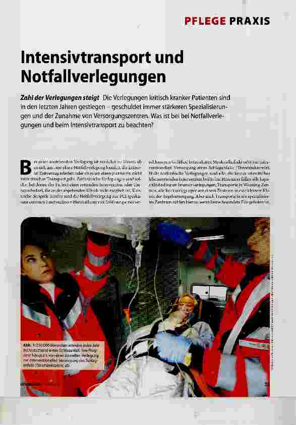 Vorschauseite 1: Intensivtransport und Notfallverlegungen