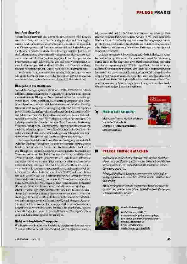 Vorschauseite 3: Intensivtransport und Notfallverlegungen