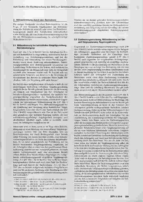 Vorschauseite 2: Die Rechtsprechung des Bundesarbeitsgerichts zum Betriebsverfassungsrecht im Jahre 2018