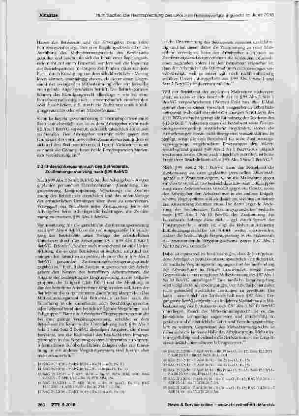 Vorschauseite 3: Die Rechtsprechung des Bundesarbeitsgerichts zum Betriebsverfassungsrecht im Jahre 2018