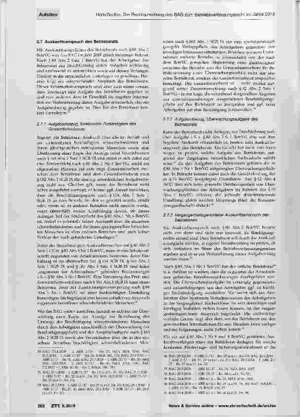Vorschauseite 5: Die Rechtsprechung des Bundesarbeitsgerichts zum Betriebsverfassungsrecht im Jahre 2018