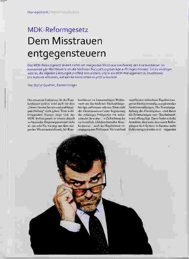 Vorschauseite 1: MDK-Reformgesetz Dem Misstrauen entgegensteuern