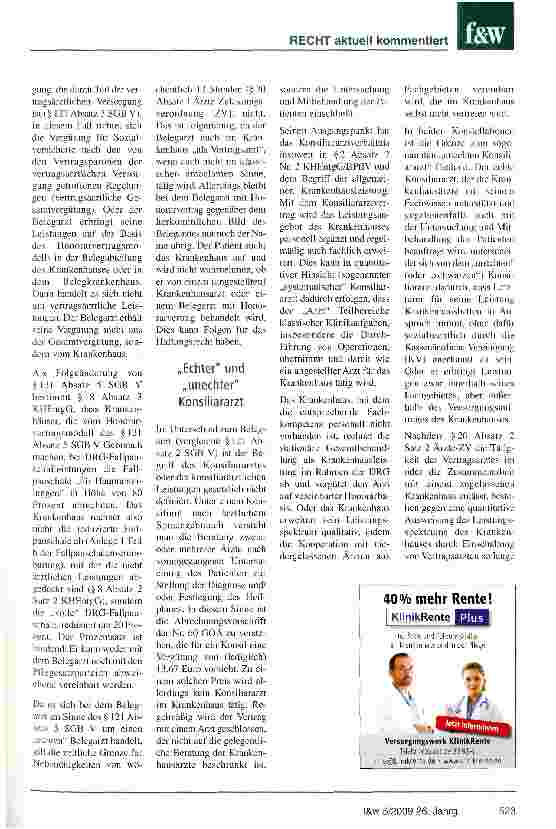 Vorschauseite 2: Zulässigkeit und Grenzen honorarärztlicher Tätigkeiten im Krankenhaus