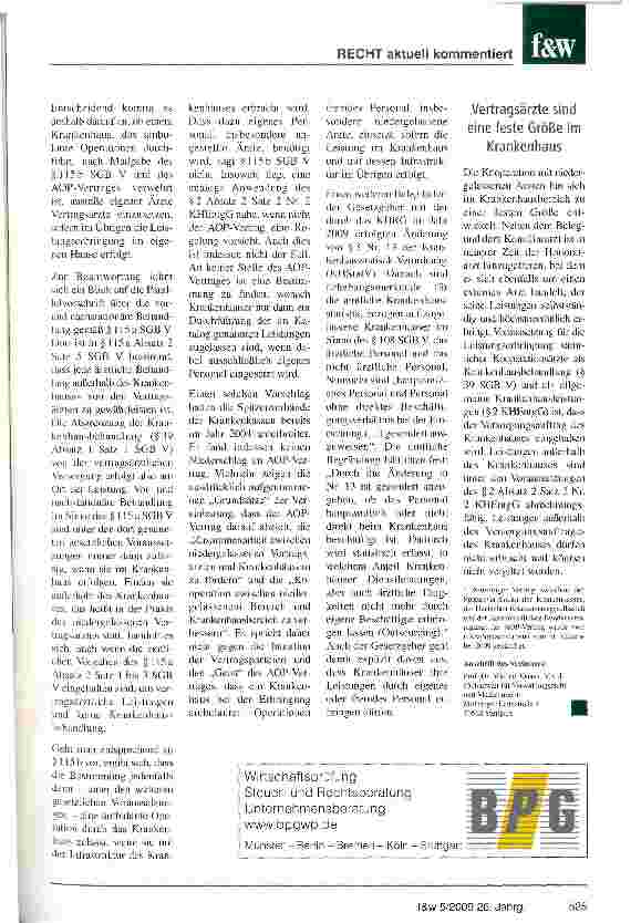 Vorschauseite 4: Zulässigkeit und Grenzen honorarärztlicher Tätigkeiten im Krankenhaus