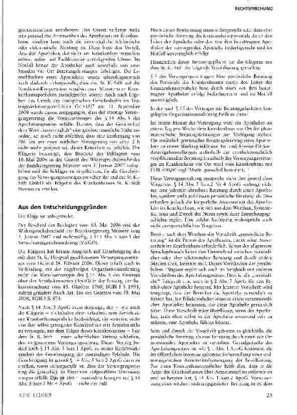 Vorschauseite 2: Krankenhausapotheker muss vor Ort sein können