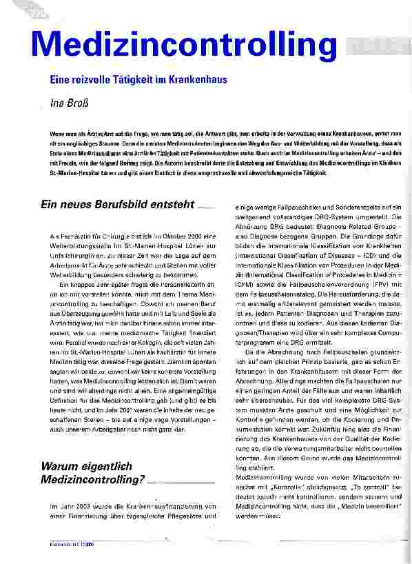 Vorschauseite 1: Medizincontrolling