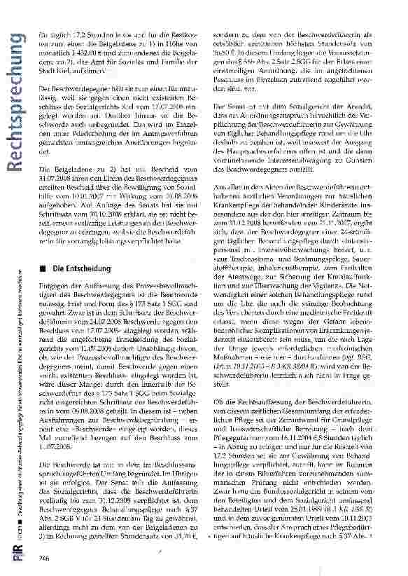 Vorschauseite 2: Gewährung einer 24-Stunden-Behandlungs-pflege für ein schwerkrankes Kind im einstweiligen Rechtsschutzverfahren