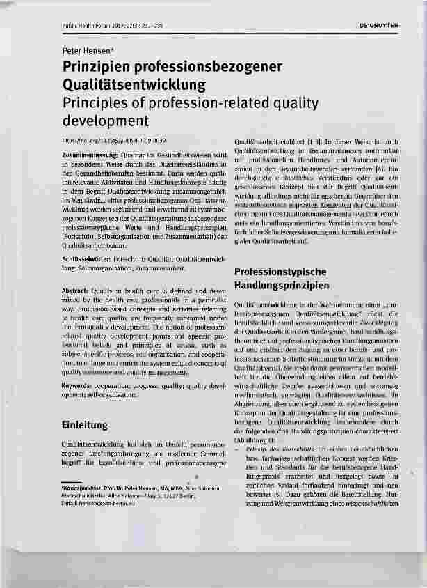 Vorschauseite 1: Prinzipien professionsbezogener Qualitätsentwicklung