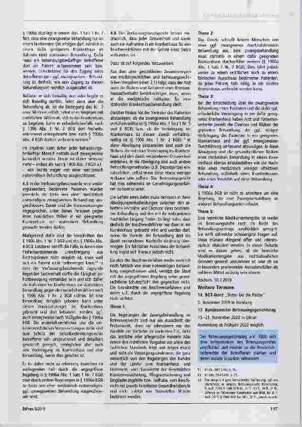 Vorschauseite 4: Stellungnahme des Betreuungsgerichtstags e.V. Keine ambulante Zwangsbehandlung von Verfassungswegen - Zur Verfassungsmäßigkeit von § 1906a Abs. 1 Nr. 7 BGB