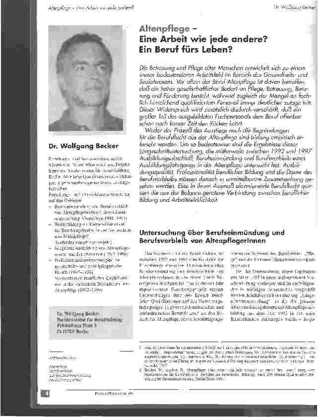 Vorschauseite 1: Altenpflege - Eine Arbeit wie jede andere? Ein Beruf fürs Leben?
