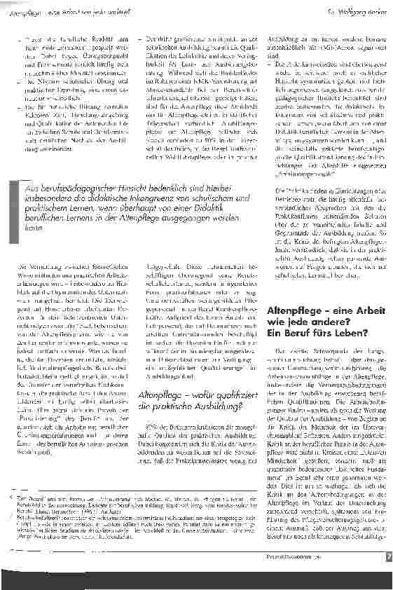 Vorschauseite 4: Altenpflege - Eine Arbeit wie jede andere? Ein Beruf fürs Leben?