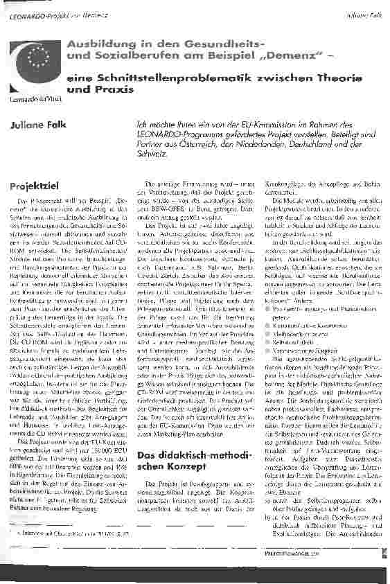 Vorschauseite 1: Ausbildung in den Gesundheitsund Sozialberufen am Beipiel Demenz Eine Schnittstellenproblematik zwischen Theorie und Praxis